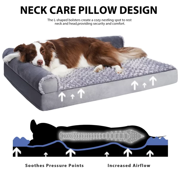 KSIIA Soft Pet Couch Bed for Large Dogs Soft Dog Bed Sofa with Egg Crate Foam