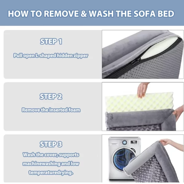 KSIIA Soft Pet Couch Bed for Large Dogs Soft Dog Bed Sofa with Egg Crate Foam