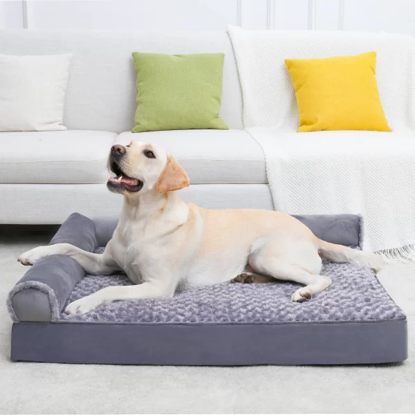KSIIA Soft Pet Couch Bed for Large Dogs Soft Dog Bed Sofa with Egg Crate Foam