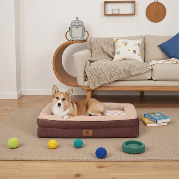 ksiiadogsofabedGD053-beige-2 Ksiia Orthopedic Memory Foam Pet Sofa Bed-Cozy